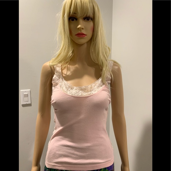 Rebecca Beeson Tops - Rebecca Beeson pink knit tank with lace trim Rebecca Beeson Tops - Rebecca Beeson pink knit tank with lace trim